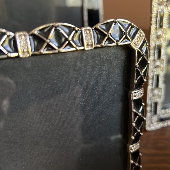 Set of 4 Jeweled Black Enamel & Silver Vintage Picture Frames - Picture 6 of 7